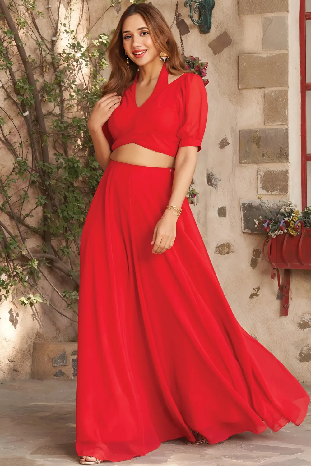 Red Indo-Western Dress