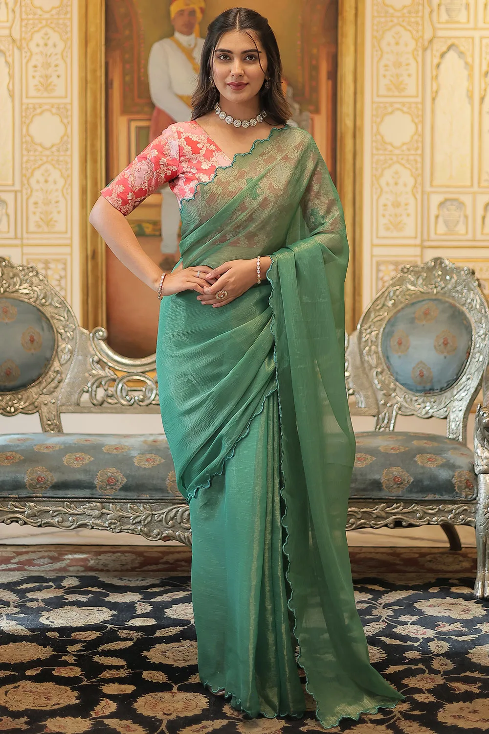 Green Saree with Blouse